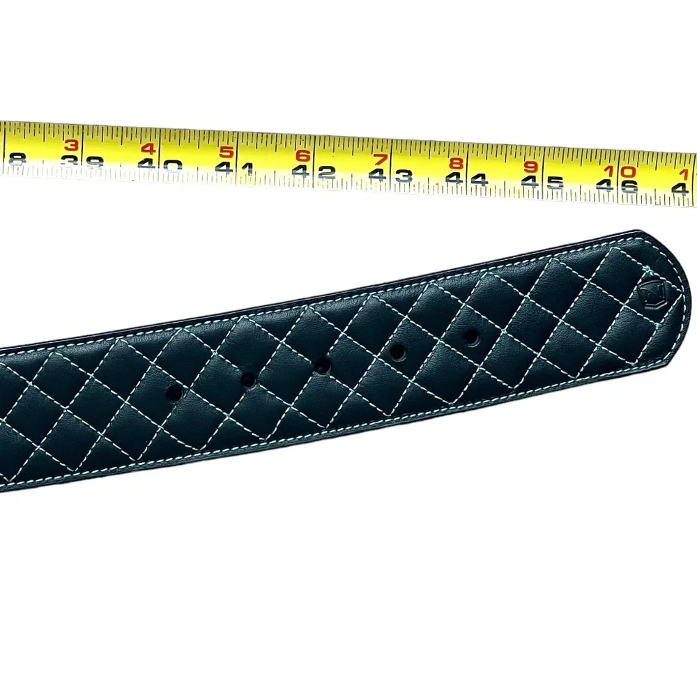 Noble Outfitters Equestrian Classic Quilted Belt Black w/Blue Stitching  sz XL